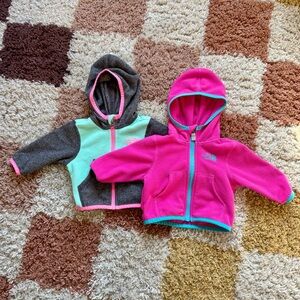 BUNDLE of the North Face Baby Fleece Hoodie Set - Pink and Gray